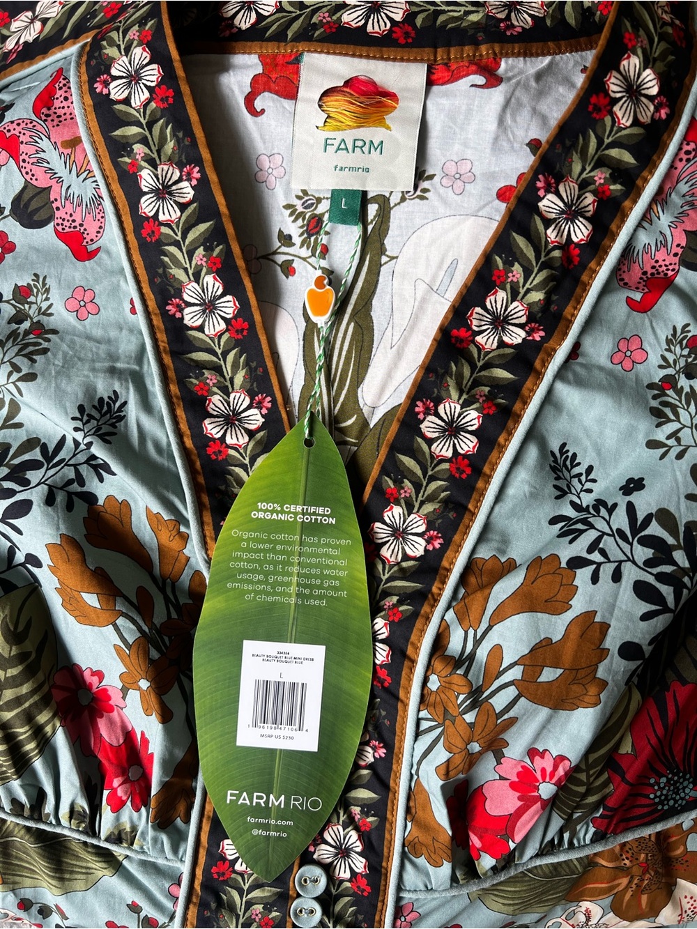Farm Rio Blue Beauty Bouquet Mini Dress-NWT - Picture 2 of 8